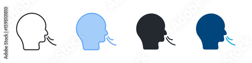 Breathing Icon Set Multiple Style. Designed In Outline, Blue, Glyph, Dual Tone