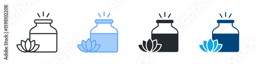 Aromatherapy Icon Set Multiple Style. Designed In Outline, Blue, Glyph, Dual Tone