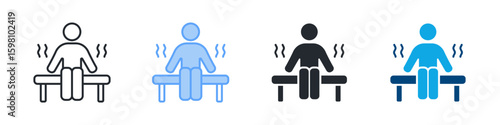 Sauna Icon Set Multiple Style. Designed In Outline, Blue, Glyph, Dual Tone