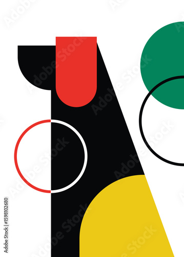 Illustration design wall art bauhaus dog sit