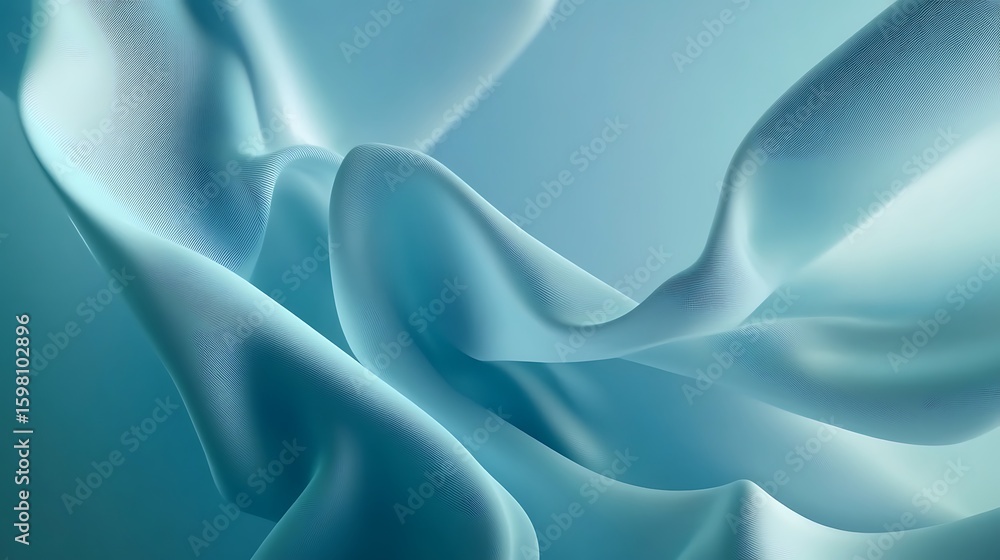 Fototapeta premium Flowing Blue Fabric Creates Abstract Design on Smooth Background