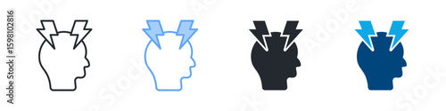 Stress Icon Set Multiple Style. Designed In Outline, Blue, Glyph, Dual Tone