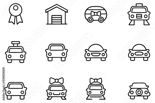 Elegant Automotive Icons A Collection of Stylish Car Designs and Garage Symbolism Creating a Modern Aesthetic
