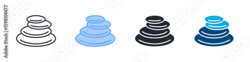 Stones Icon Set Multiple Style. Designed In Outline, Blue, Glyph, Dual Tone