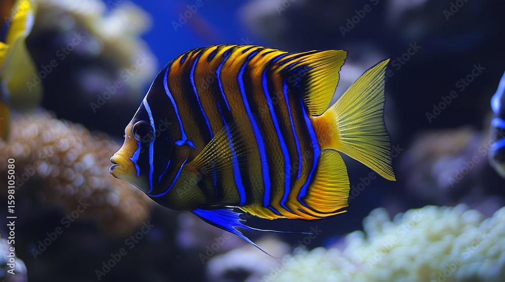 Fototapeta premium Angelfish can form strong bonds with their mates and can exhibit nurturing behavior towards their young.