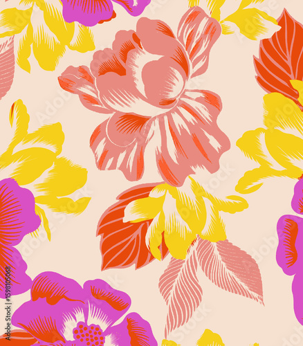 Pattern seamless print fashion textile design tropical floral flower stripe geometric abstract
