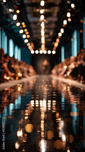 Blurry fashion show, lights reflecting