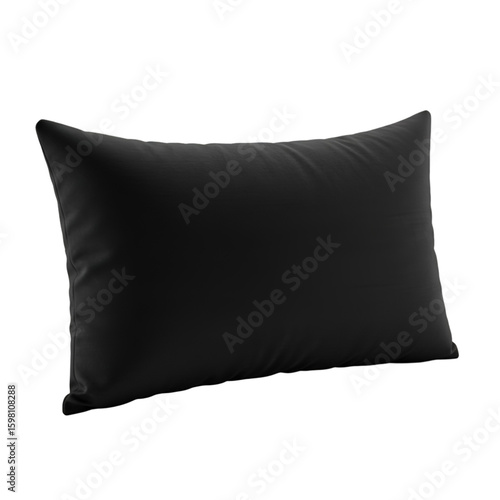 Black Pillow illustration, Bedding for Sleep, Cushion, Soft Textures, Comfortable Rest, Home D?cor, Bed Design, Nighttime, Comfortable, Cozy