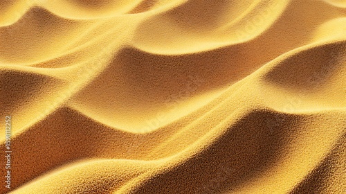 Desert Sand Dunes Texture Creates Wavy Patterns and Shadows in Sunlight