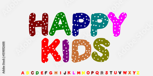 Colorful Kids Fonts Style. Playful Childish Fun Toddler, Uppercase Lowercase. Rough and Clean Version Font Design vector illustration