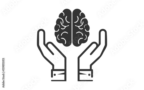 Two hand protecting brain image, png protecting hands of a brain