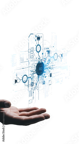 Abstract Illustration of 5G Technology Held in Hand, Technology, Concept, Design