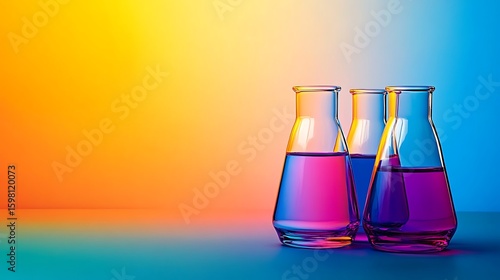Laboratory Glassware with Colorful Liquids for Scientific and Medical Research