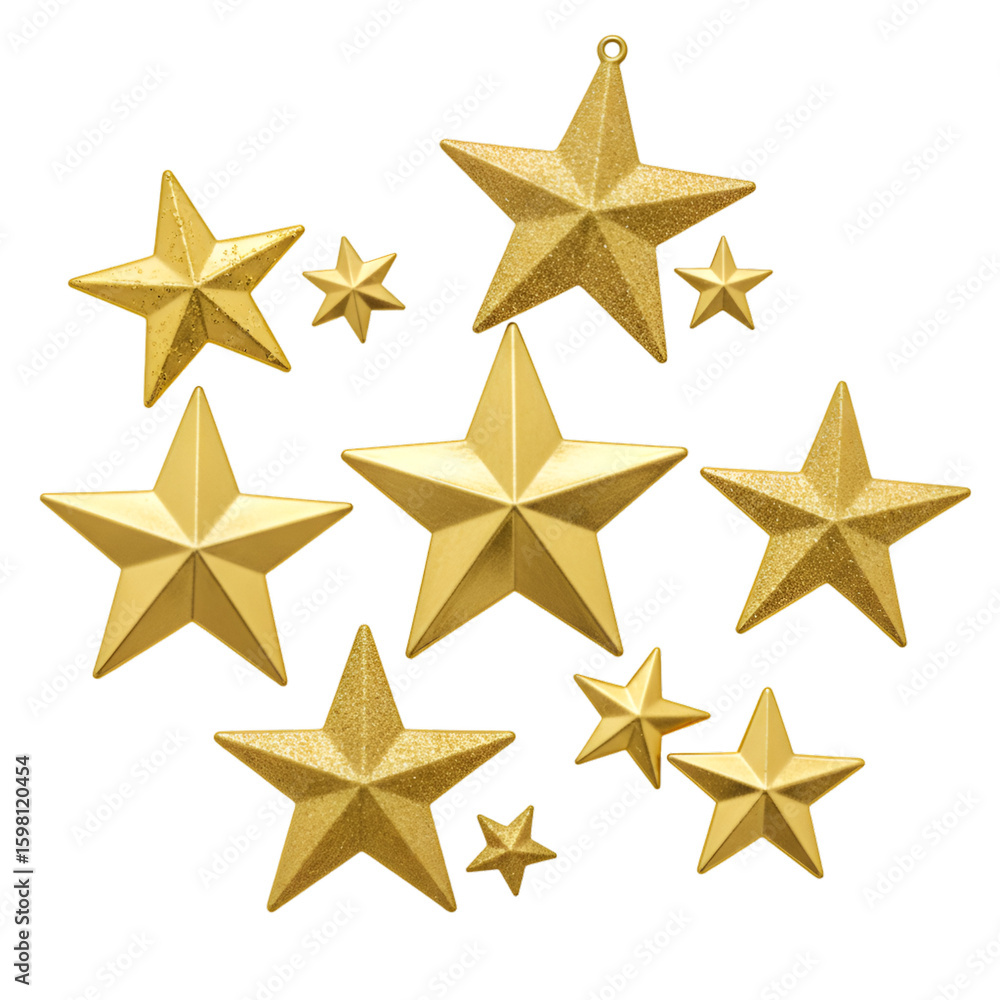 Obraz premium Gold Stars Illustration Isolated on Black Background