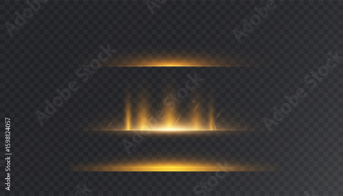 Bright horizontal highlights. Laser beams, horizontal beams of light. Beautiful light bursts PNG. Vector