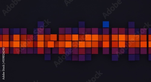 Vibrant Square Pixelation: An Abstract Design Featuring Geometric Arrangement