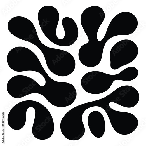 Abstract organic black shapes on a white background vector