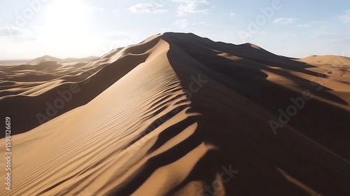 Sand Dunes Landscape in Desert with Ripples Texture and Sunny Sky