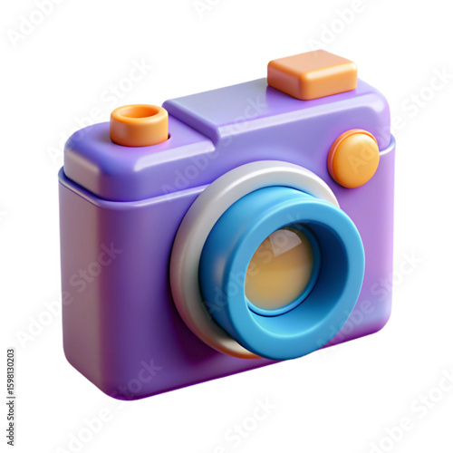 Camera Plastic 3D Icon for Photography Photo Capture and Media Equipment


