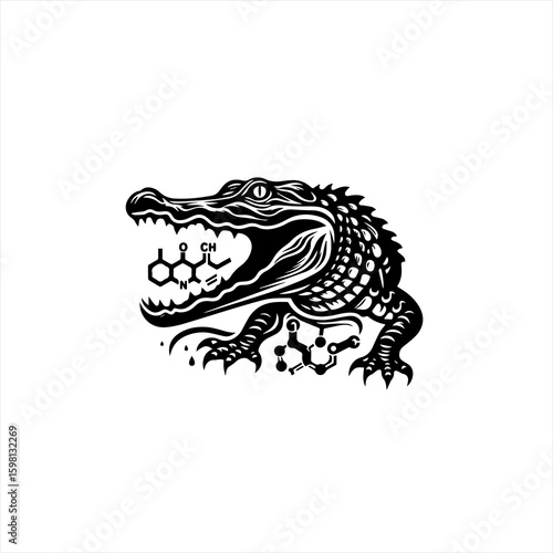 Wallpaper Mural Alligator with chemical structures in its mouth and body Torontodigital.ca