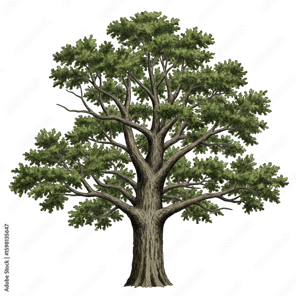 Fototapeta premium Illustration of a Lush Green Tree with black background