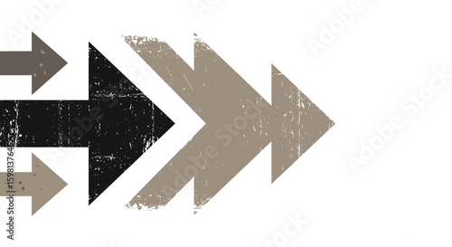 Grunge style arrows on white background with distressed texture