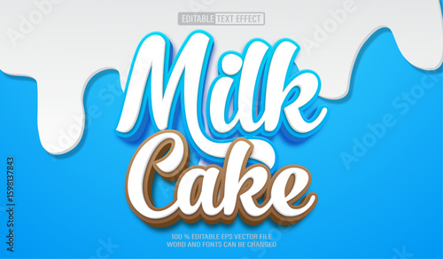 Editable 3d text style effect - Milky Cake Chocolate text effect Template