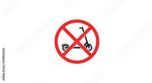 No electric scooter symbol: prohibited sign with red circle and line