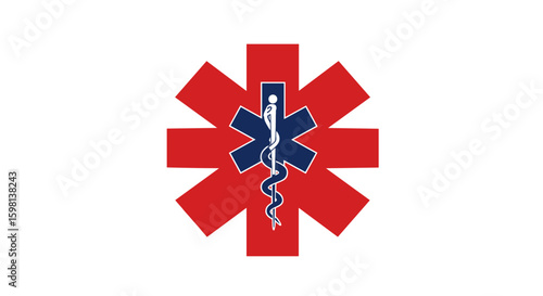 Medical emergency symbol with star of life and caduceus