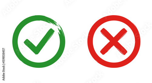 Green check and red cross symbols for approval and rejection
