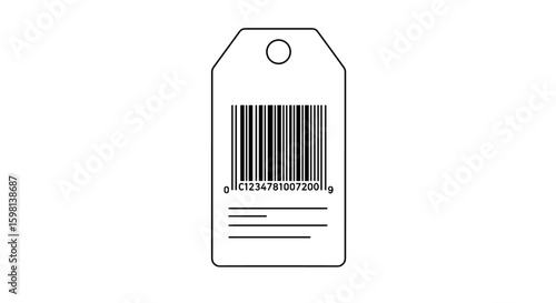 Minimalist barcode label with blank space for product description