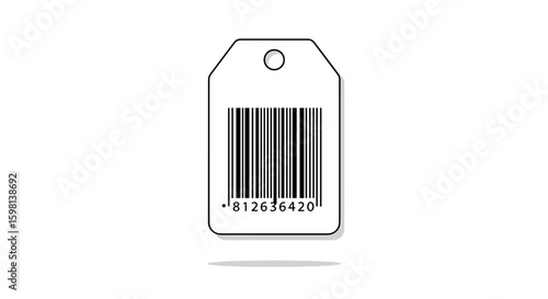 Barcode tag icon on white background for product identification and re