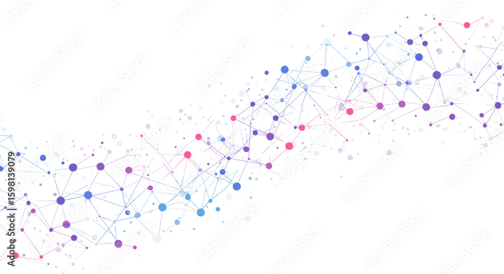 Naklejka premium Abstract colorful polygonal network with gradient connections on white