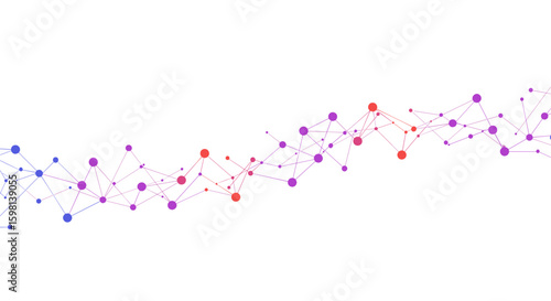 Colorful gradient network connections on white background