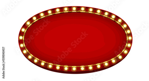 Retro light bulb frame on red background for theater and show design