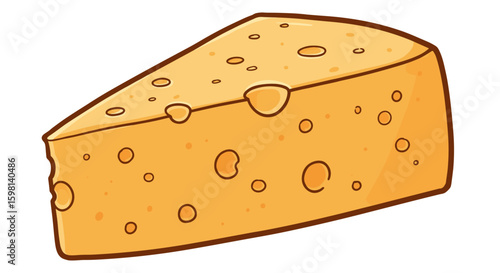Cartoon cheese wedge with holes on white background for fun food desig