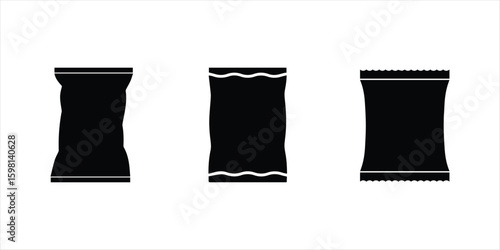chips packet vector set hand drawn illustration on white background. chips packet silhouette vector icon.