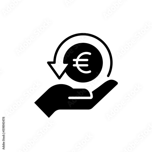 Euro cashback icon isolated on white background . Euro refund icon vector
