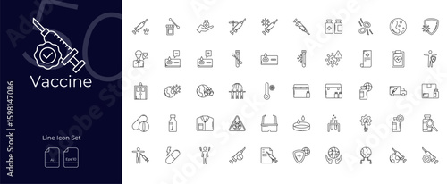 Vaccine Line Editable Icons set. Vector illustration in modern thin line style of Vaccine icons: antibody, immune, health, etc