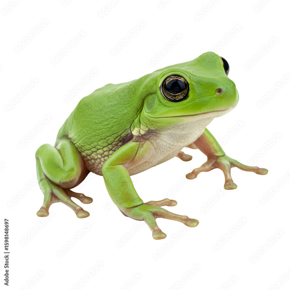 Obraz premium Isolated Green Tree Frog on Transparent Background