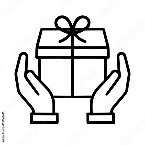 Hands Holding a Gift Box Icon Illustration

