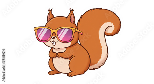 Cute Cartoon Squirrel Wearing Sunglasses