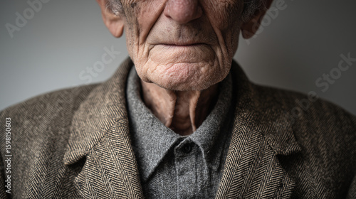 Portrait of Elderly Man Reflecting Solitude and Abandonment