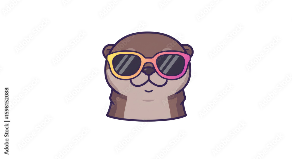 Cute Pixel Art Otter Wearing Colorful Sunglasses Cute Pixel Art Otter Wearing Colorful Sunglasses