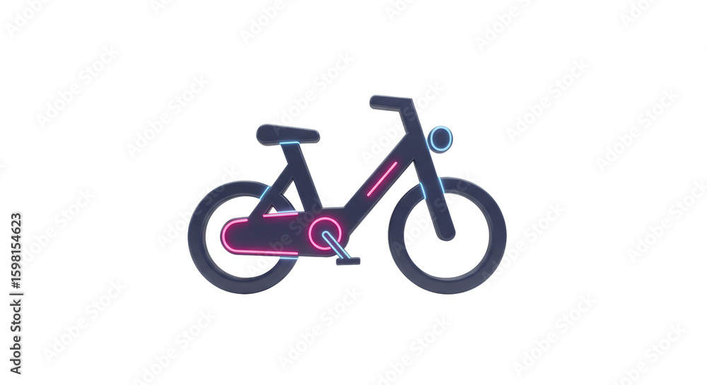Fototapeta premium Futuristic Glowing Bicycle Neon Lights Illustration