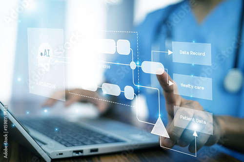 Doctor uses AI automation to streamline workflow, enhance patient care, reduce administrative tasks, and improve clinical decision-making efficiency