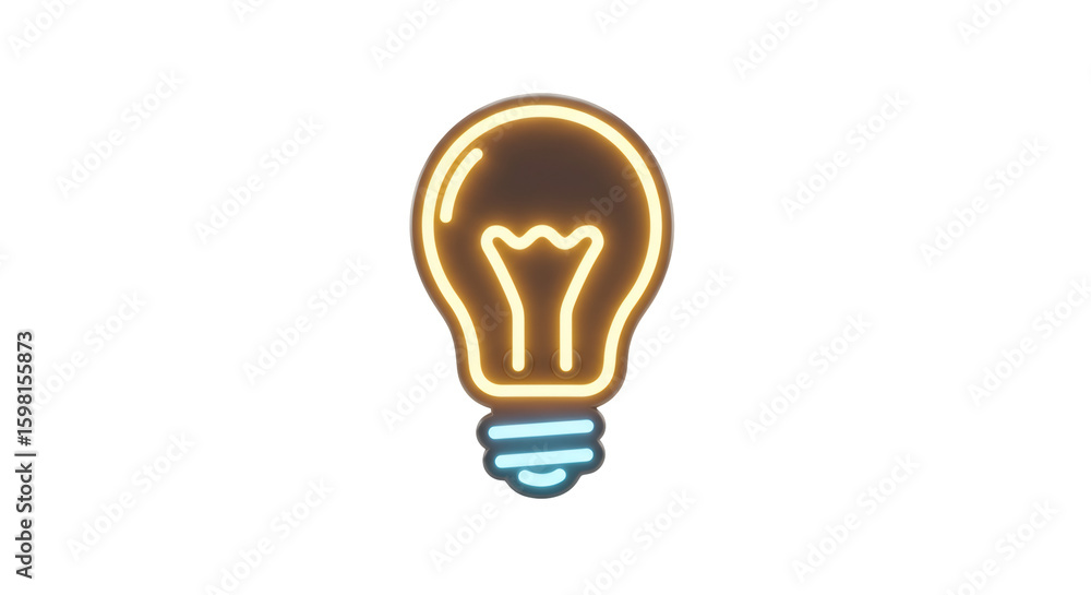 Glowing Neon Lightbulb on Dark Background Glowing Neon Lightbulb on Dark Background