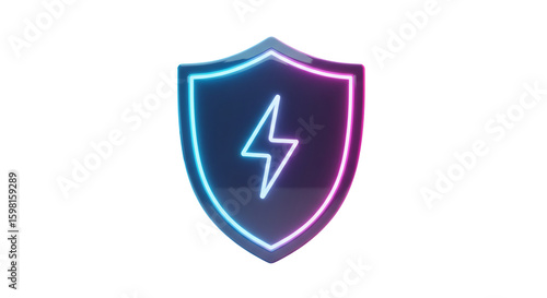 Neon Glowing Shield with Lightning Bolt Icon Free Download Neon Glowing Shield with Lightning Bolt Icon - GFXLoad