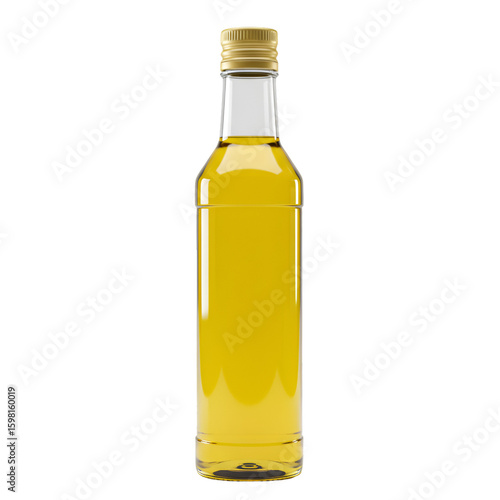 Isolated 3D Render of Golden Oil Bottle