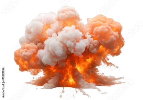Isolated 3D Fiery Orange And White Explosion